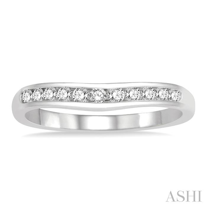 Channel Set Curved Diamond Wedding Band-2