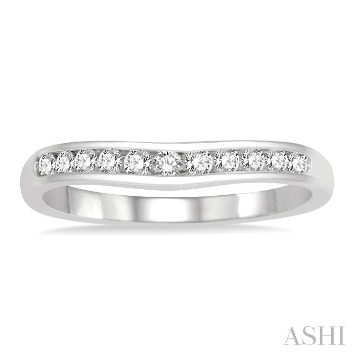 Channel Set Curved Diamond Wedding Band-2