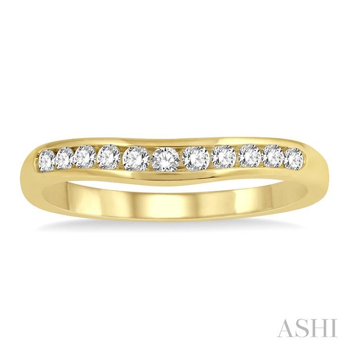 Channel Set Curved Diamond Wedding Band-2
