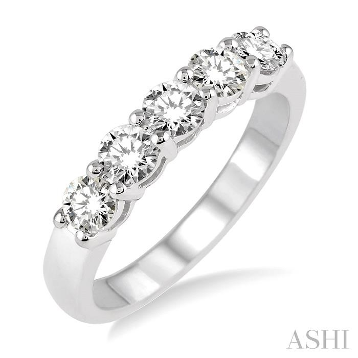 ROUND SHAPE 5 STONE DIAMOND WEDDING BAND