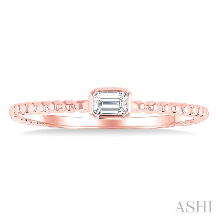 Bead Bijoux  Emerald Shape East-West Bezel Set Petite Diamond Fashion Ring