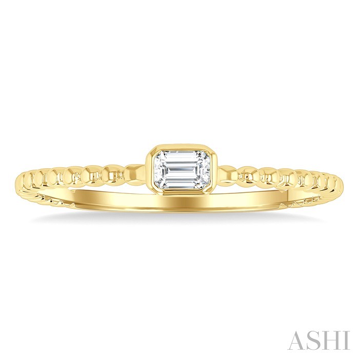 Bead Bijoux Emerald Shape East-West Bezel Set Petite Diamond Fashion Ring
