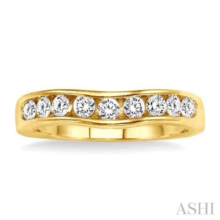 Channel Set Curved Diamond Wedding Band-2