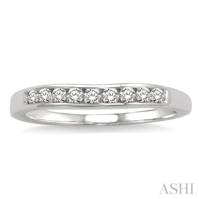 Channel Set Curved Diamond Wedding Band-2