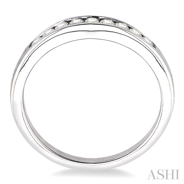 Channel Set Curved Diamond Wedding Band-3