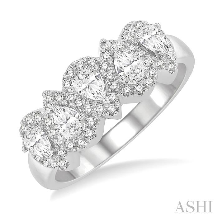 PEAR SHAPE 5 STONE DIAMOND WEDDING BAND