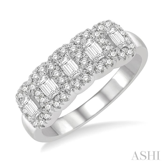 5 STONE HALO DIAMOND WEDDING BAND