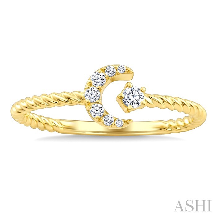 Stackable Crescent Moon & Star Diamond Fashion Ring