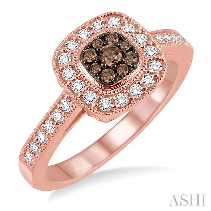 CUSHION SHAPE CHAMPAGNE HALO DIAMOND FASHION RING