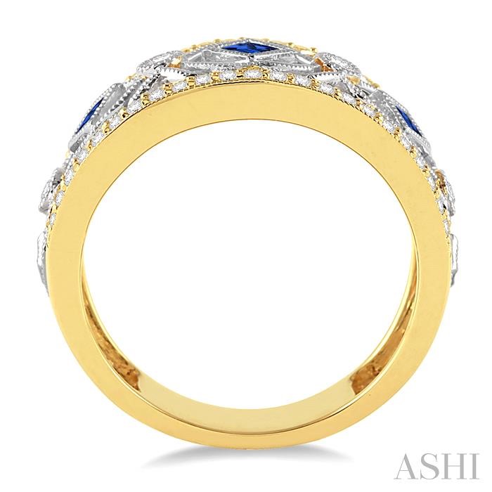 Princess Shape Gemstone & Diamond Fashion Band-3