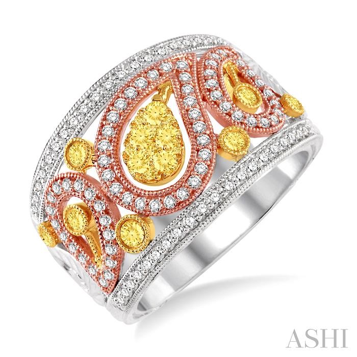 PEAR SHAPE YELLOW DIAMOND FASHION RING