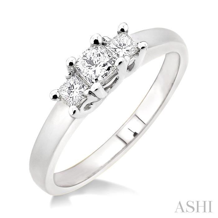 PRINCESS SHAPE PAST PRESENT & FUTURE DIAMOND ENGAGEMENT RING