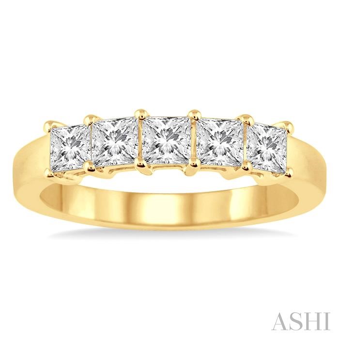 Princess Shape 5 Stone Diamond Wedding Band