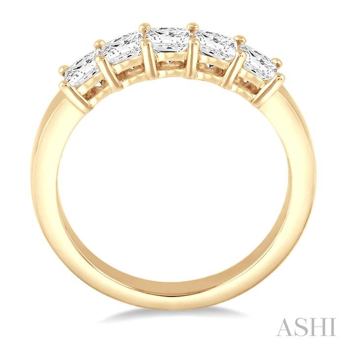 Princess Shape 5 Stone Diamond Wedding Band