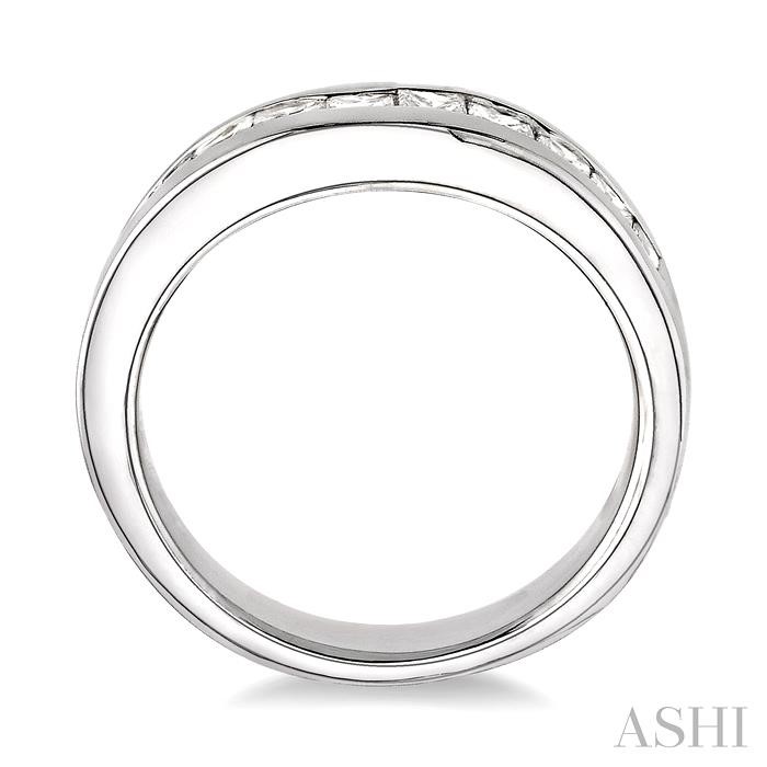 Channel Set Curved Diamond Wedding Band-3