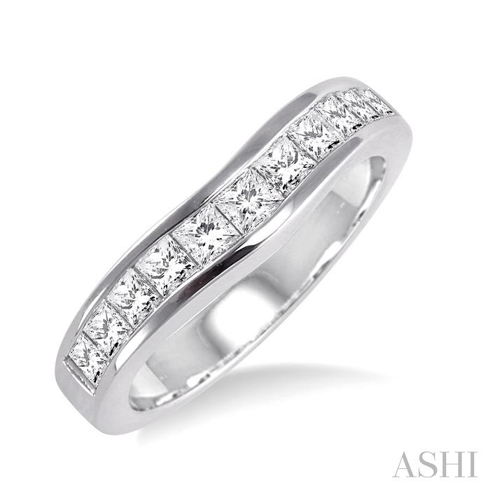 CHANNEL SET CURVED DIAMOND WEDDING BAND