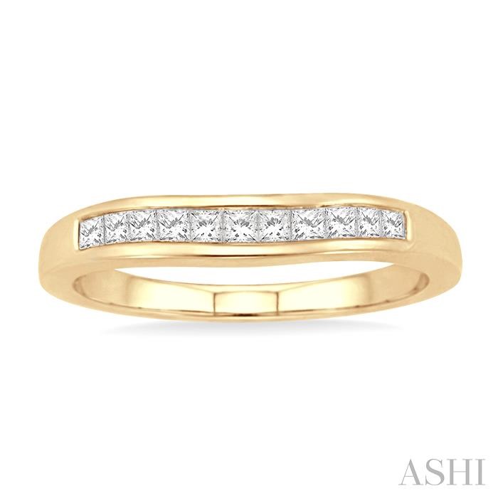 Channel Set Curved Diamond Wedding Band-2