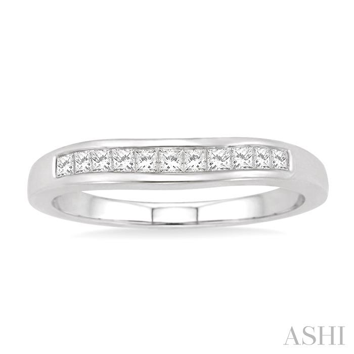 Channel Set Curved Diamond Wedding Band-2