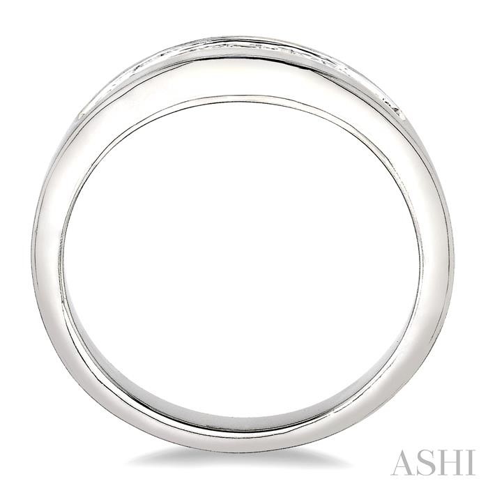 Channel Set Curved Diamond Wedding Band-3