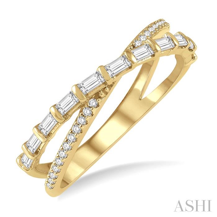 Criss Cross Baguette Diamond Fashion Ring