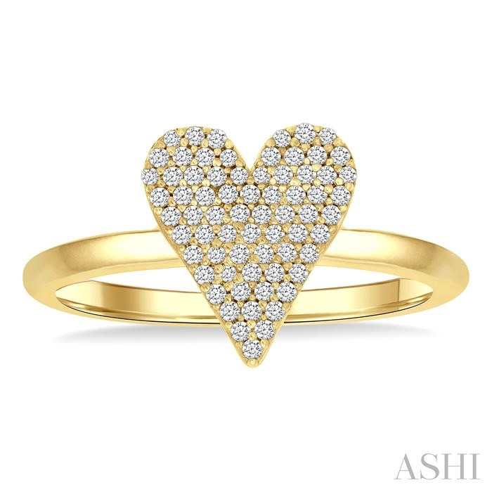 Pave-Set Heart Shape Diamond Fashion Ring-2