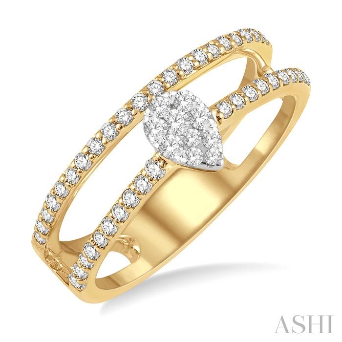 DOUBLE ROW PEAR SHAPE LOVEBRIGHT DIAMOND FASHION RING