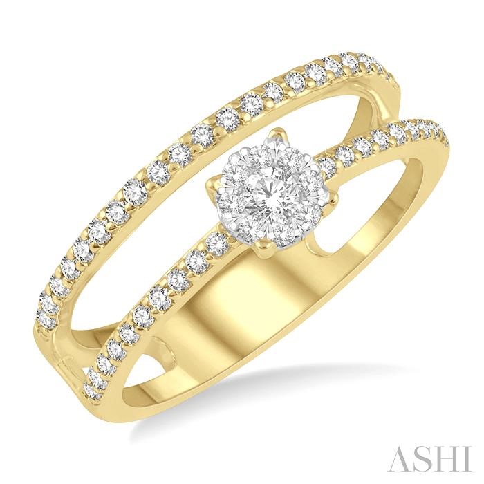 ROUND SHAPE DOUBLE ROW LOVEBRIGHT DIAMOND FASHION RING