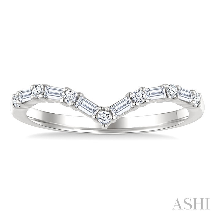 Chevron Baguette Diamond Stackable Fashion Ring