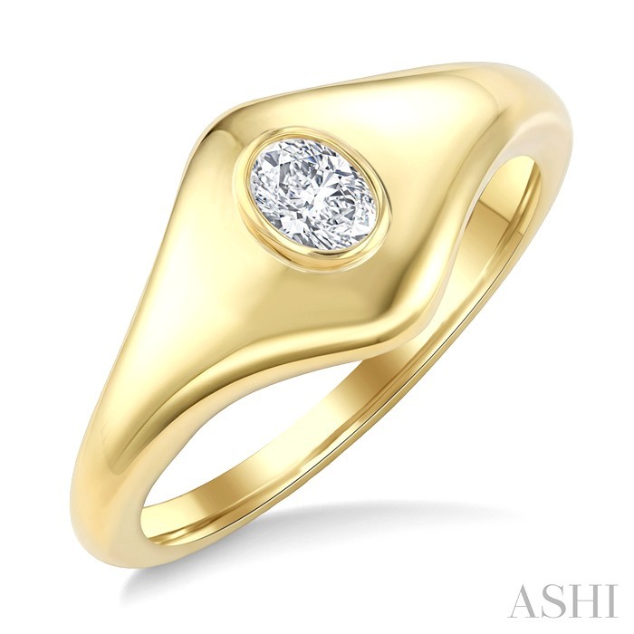 Oval Shape Diamond Fashion Signet Ring
