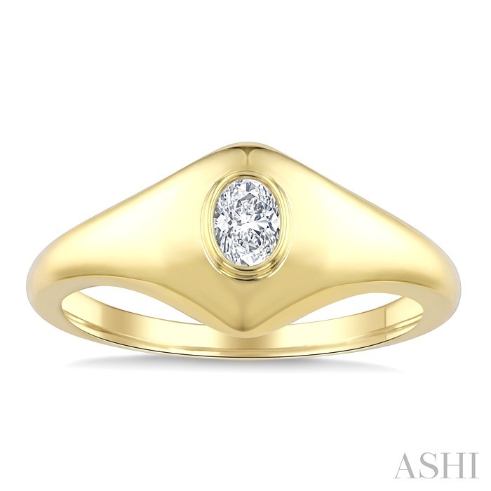 Oval Shape Diamond Fashion Signet Ring