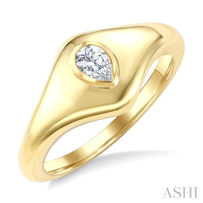 Pear Shape Diamond Fashion Signet Ring