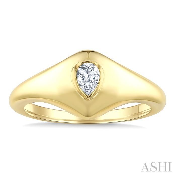 Pear Shape Diamond Fashion Signet Ring