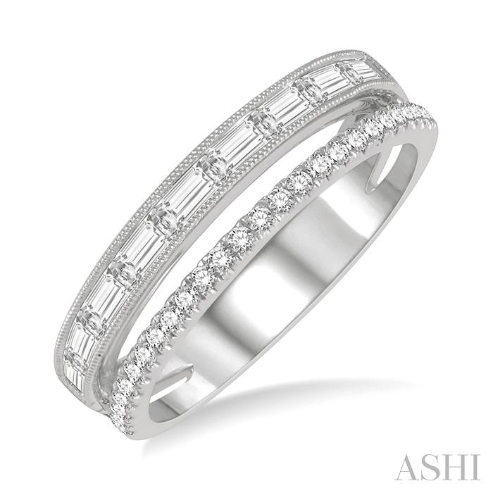 Double Row Baguette Diamond Fashion Band