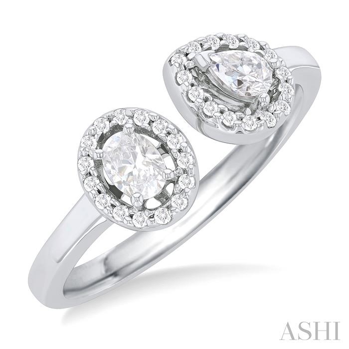 Toi Et Moi Halo Diamond Fashion Open Ring
