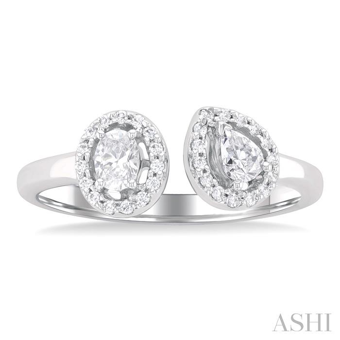 Toi Et Moi Halo Diamond Fashion Open Ring-2