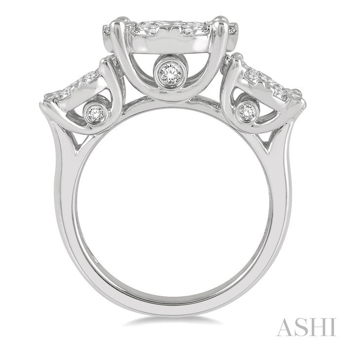 Round Shape Past Present & Future Lovebright Essential Diamond Engagement Ring-3
