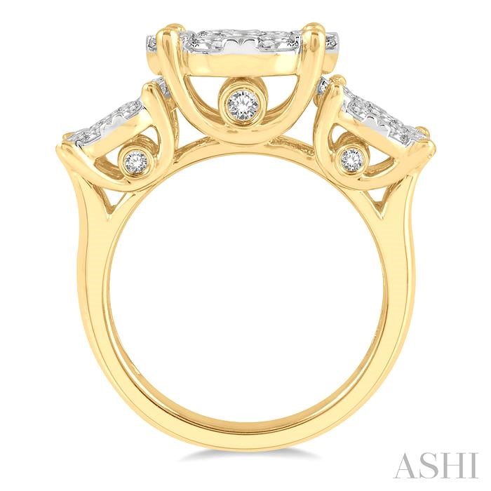 Round Shape Past Present & Future Lovebright Essential Diamond Engagement Ring-3