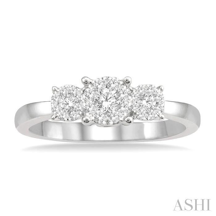 Round Shape Past Present & Future Lovebright Essential Diamond Engagement Ring-2