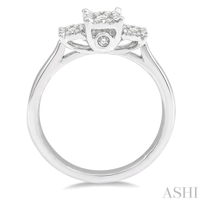 Round Shape Past Present & Future Lovebright Essential Diamond Engagement Ring-3