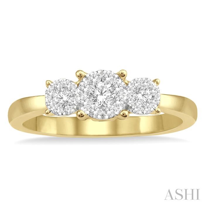 Round Shape Past Present & Future Lovebright Essential Diamond Engagement Ring-2