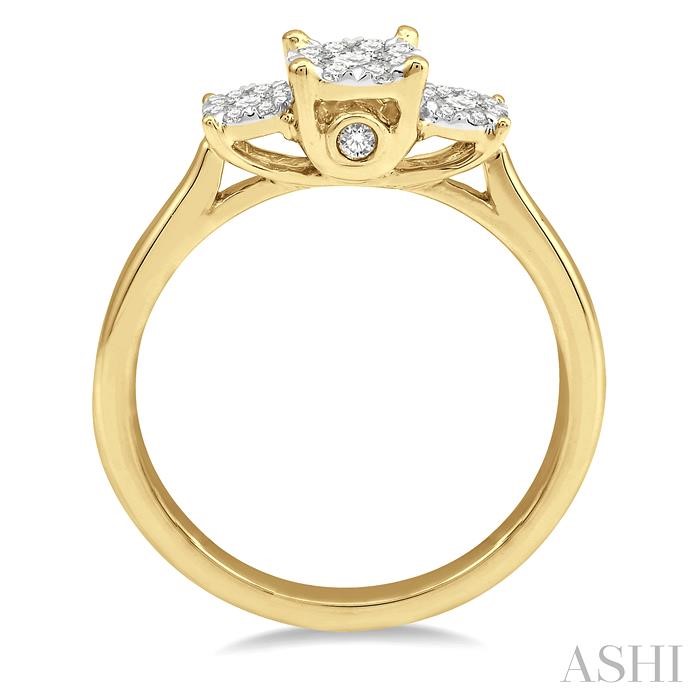 Round Shape Past Present & Future Lovebright Essential Diamond Engagement Ring-3
