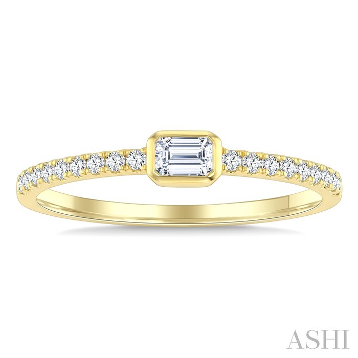 Emerald Shape Bezel Diamond Fashion Ring