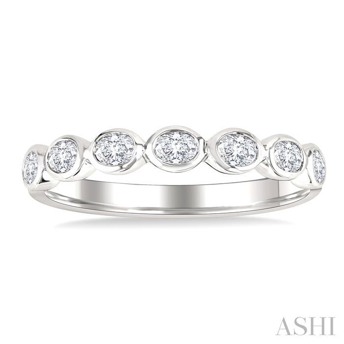 Oval Shape East-West Bezel Set Diamond Fashion Band-2