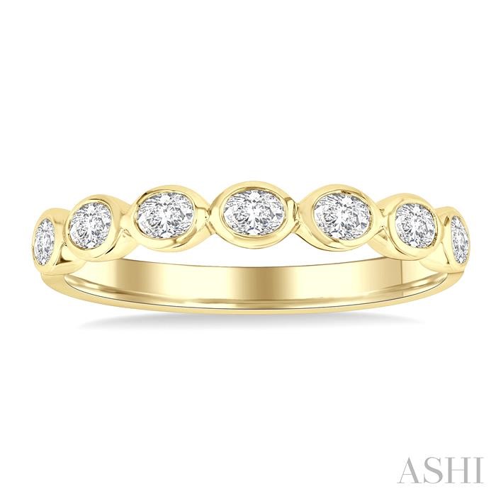 Oval Shape East-West Bezel Set Diamond Fashion Band-2