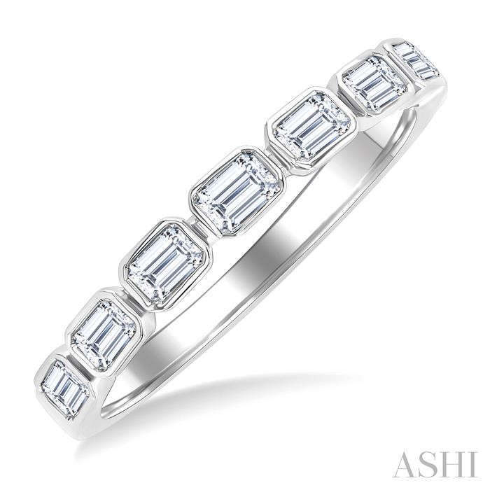 Emerald Shape East-West Bezel Set Diamond Fashion Band