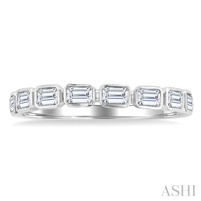 Emerald Shape East-West Bezel Set Diamond Fashion Band-2