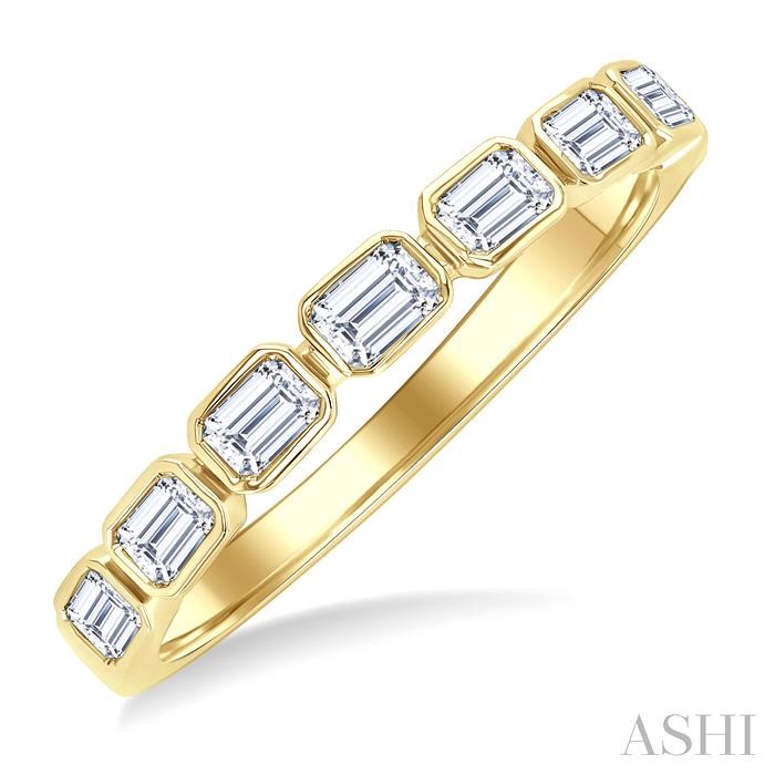 Emerald Shape East-West Bezel Set Diamond Fashion Band
