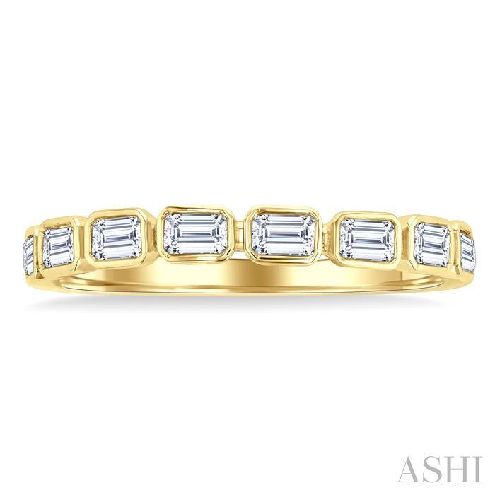 Emerald Shape East-West Bezel Set Diamond Fashion Band-2