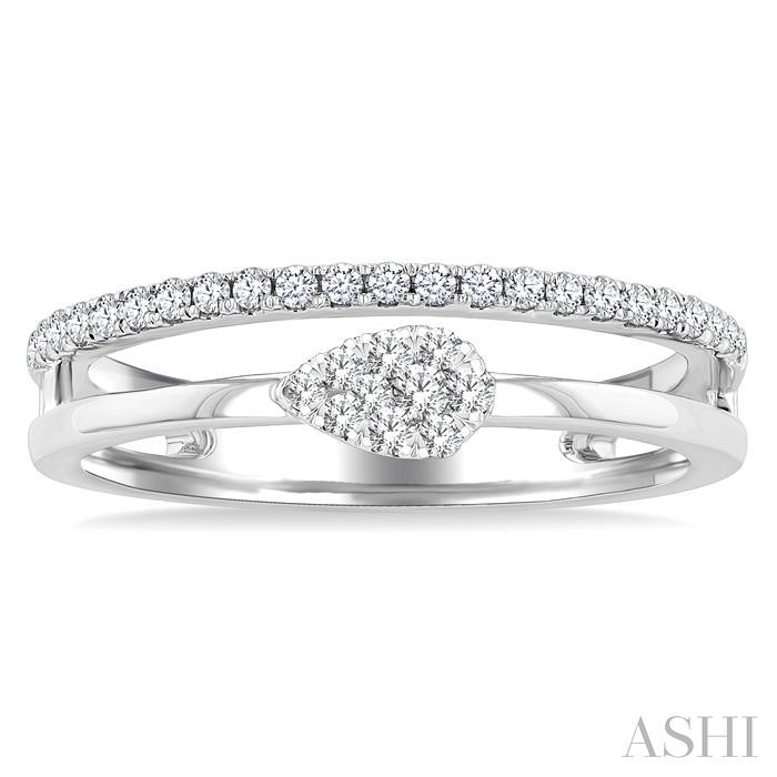 Pear Shape Double Row East-West Lovebright Diamond Fashion Ring-2