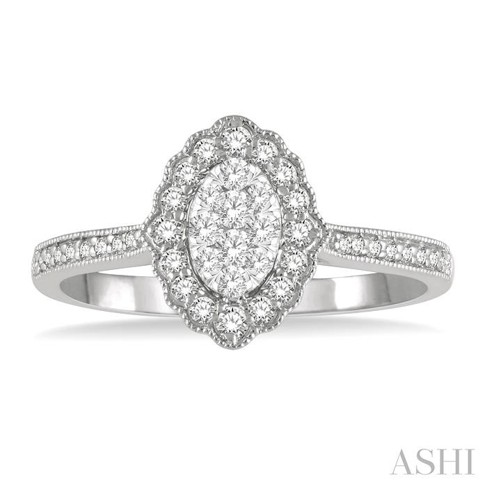 Oval Shape Halo Lovebright Diamond Ring-2